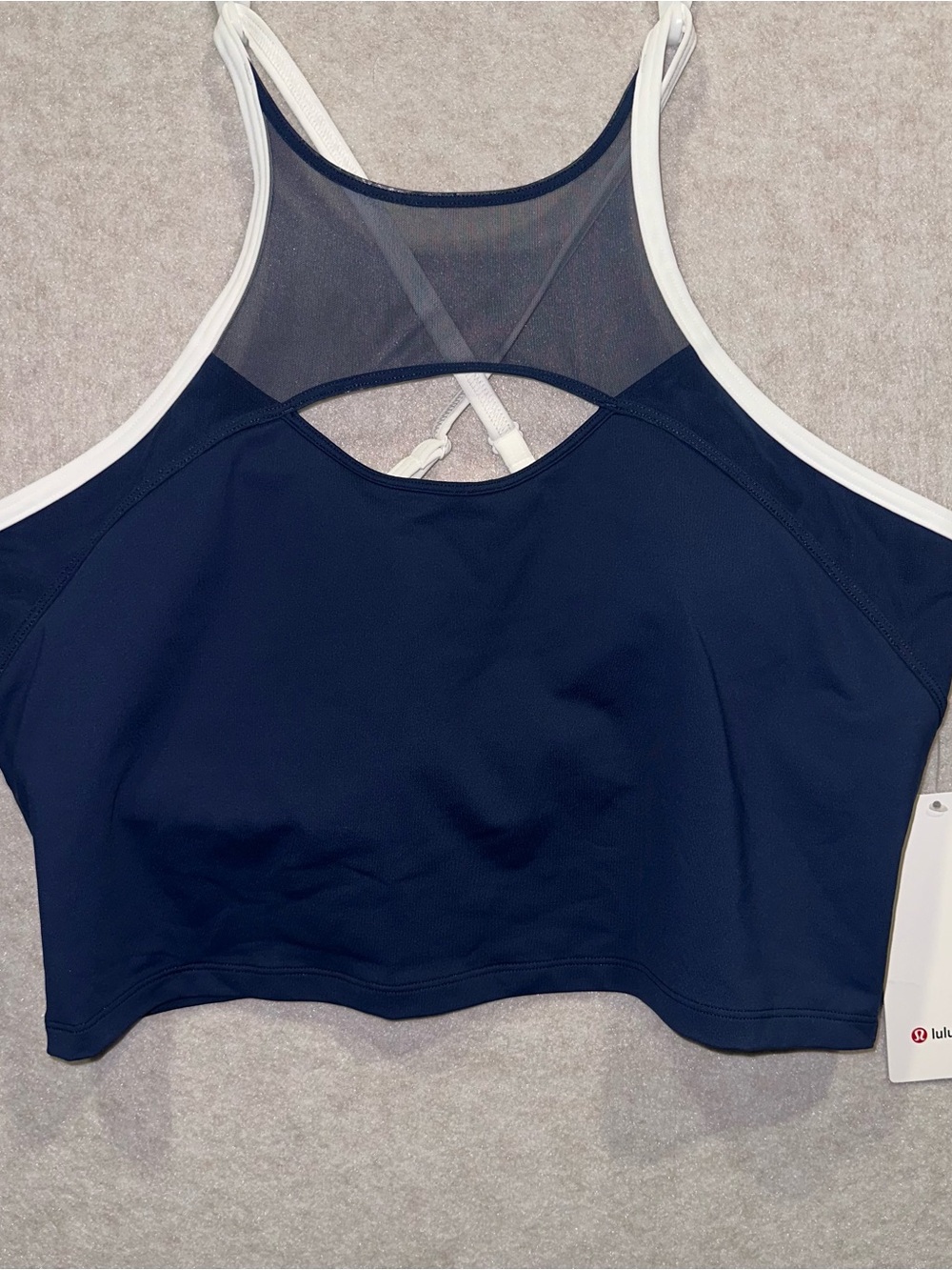lululemon athletica Navy with White Trim High-Neck Crop Sports Bra